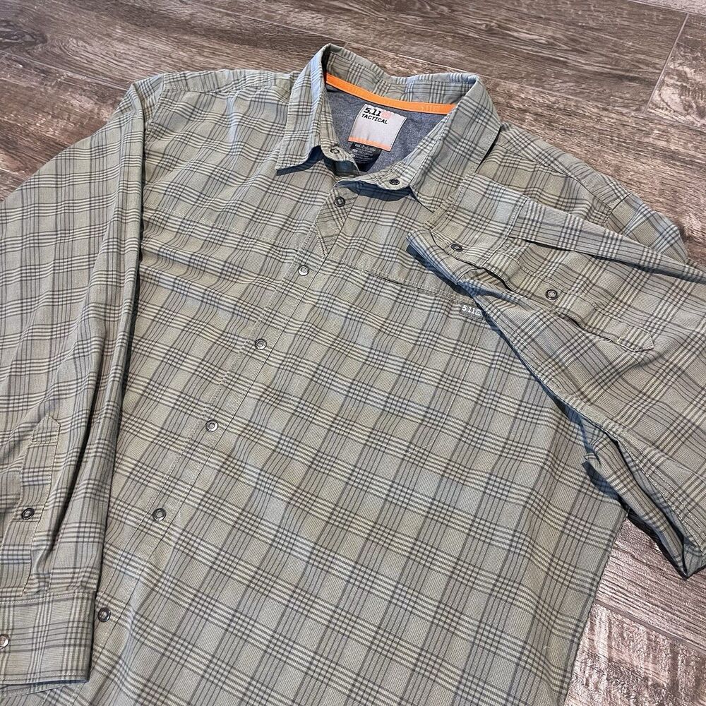 5.11 Tactical Shirt Mens XL Plaid Green Echo Button Down Long Sleeve Conceal